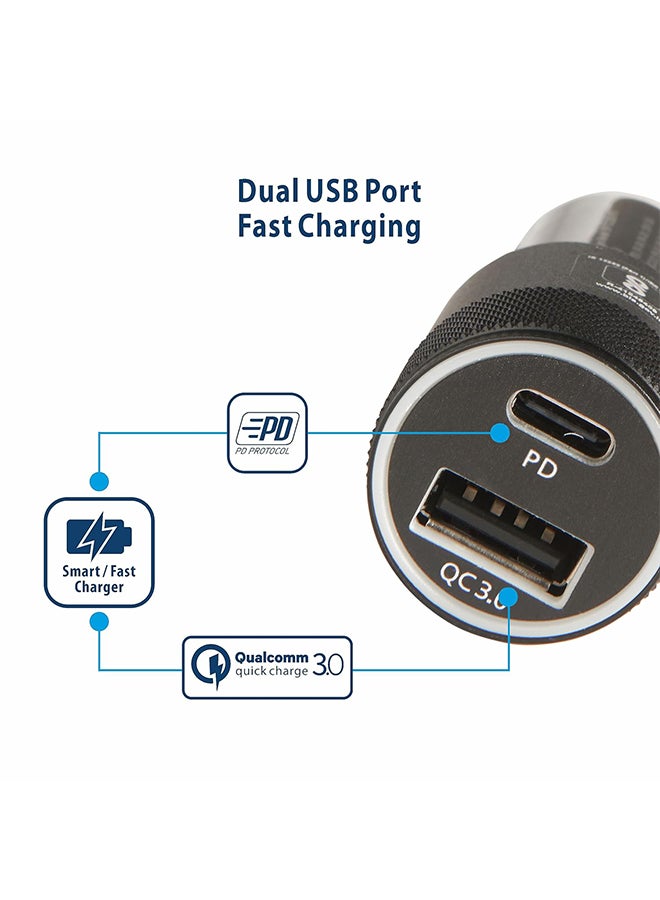 Blaupunkt Renewed - Bp Cc 263 Pd 38 Watts Car Charger for Phones,Dual Port Type C-Pd 20 Watts+USB A 18 Watts,Qualcomm 3.0 Quick Charge,C to Ctype Cable Included,Compatible with All Smartphones&Tablets,Black - Image 2
